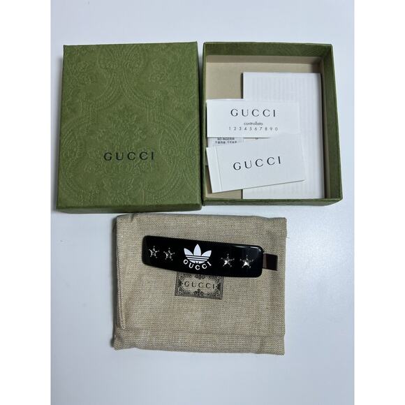 100% Authentic Gucci X Adidas Hair Clip in Black With Crystals - Picture 1 of 6